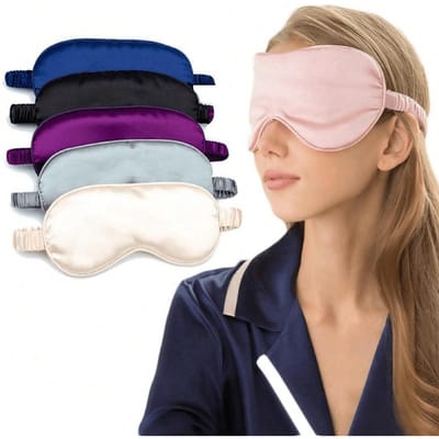 Masques de Sommeil Doux Portables pour Voyage / Cache-Yeux Naturel Double Face pour Dormir / Cache-Yeux de Sommeil pour Femmes / Bandeau pour Yeux pour Hommes / Patch pour les Yeux Black