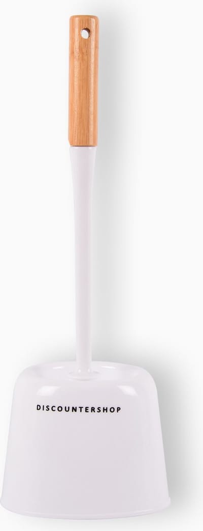 Witte Wc-Borstel met Houder | Sneldrogend en Hygiënisch | gemaakt met hout en kunststof | Vrijstaand of Hangend | Houten Handvat | Ideaal voor Badkamer & Toilet | Met hoogte 38cm