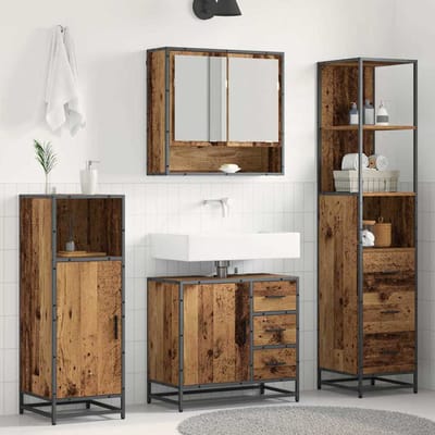vidaXL - Badkamermeubel - Set - 3 - st - Oud - Hout - Bewerkt - hout