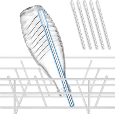 ecooe set van 5 flessenhouders voor vaatwasser serviesmand vaatwasser inzet voor SodaStream Crystal en Duo flessenhouder met verlengde siliconen dop, 26,7 cm