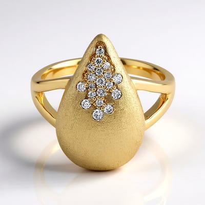 Cavill - Zilveren Ring - 925 Sterling Zilver Verguld - I1 (G) Afrikaanse Diamant 0,115 ct - Ronde Briljant Pavé - Elegante Dames Ring