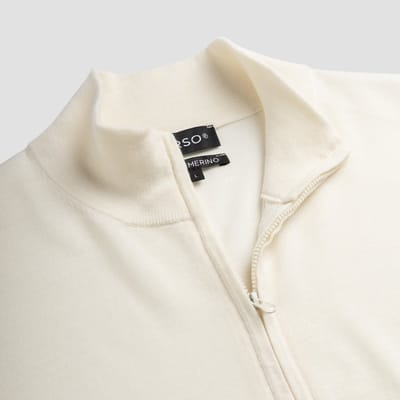 MERSO Zip-Up – Merino Vest – 100% Merino Wol – Seashell White