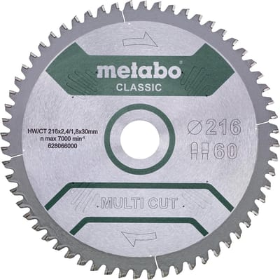 Cirkelzaagblad MultiCutClassic 216mm, 60T, 5°N - Voor Hout en Composieten