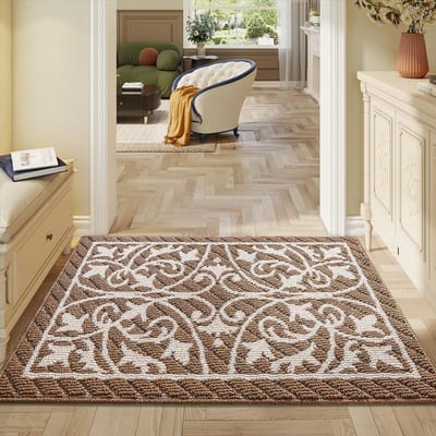 Eenvoudige Vloermatten voor Huishouden Effen Kleur Polypropyleen Entree Deurmatten Stofbestendige Vloermatten 50*80cm beige
