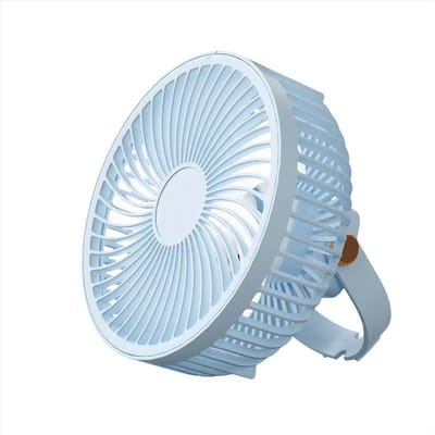 Draagbare oplaadbare bureauventilator met ledverlichting en haken – ventilator met 1200 mAh-accu voor tenten en reizen