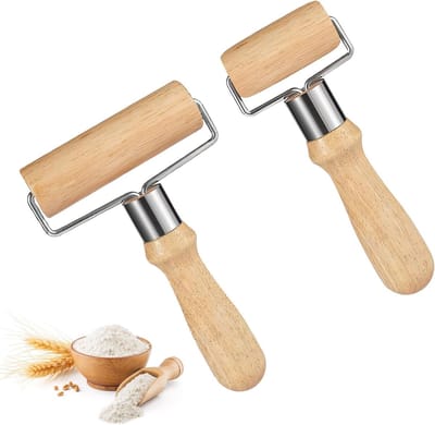 Houten Deegroller Set van 2 Stuks voor Kinderen, Perfect voor Fondant, Pizza, Taart en Pasta Deeg