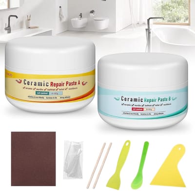 Tegel reparatieset - Keramiek herstel - Beschadigingen herstellen - Waterdichte formule - 200 gram inhoud - Wit