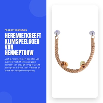 Dailygoods- Klimspeelgoed - Henneptouw - Eenvoudig te installeren - Antislip - Hoog draagvermogen - Verstelbaar - Verhoogt bewegingsruimte - Reptielenklimtoestel