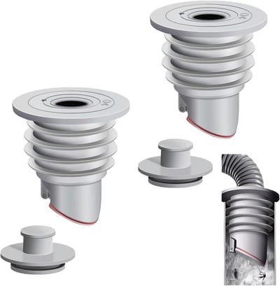 Wasmachine slangverbinding - Afvoer plug - Afvoer dichten - Verstelbare pasvorm - 2 stuks - Grijs