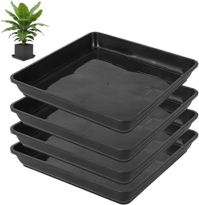 Bloempot Onderzetter - Plantenbak Vlak - Planten Binnen - Vierkante Vorm - 29x29 cm - Zwart