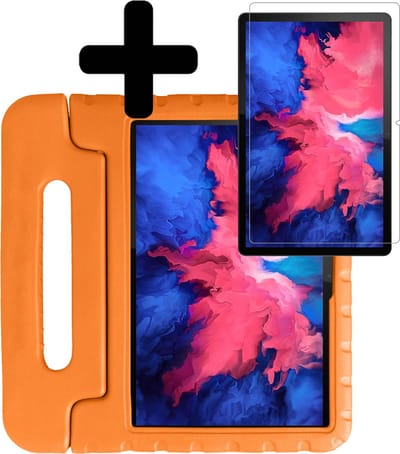 Hoes - Geschikt voor Lenovo Tab P11 Plus - Met Screenprotector - Kinderhoes Shockproof Bumper - Kidsproof Case - Tablet Hoesje - Kinder Hoesje Cover - Oranje