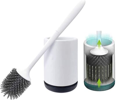 Famanu – Siliconen wc-borstel en houder, zachte borstelkop voor hygiënische reiniging