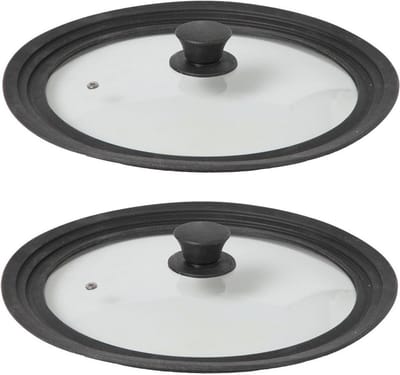 Pannendeksel - Set van 2x stuks - universeel - 28-30-32 cm - glas - siliconen rand - deksel - Kookpannen accessoires