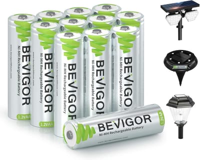 12x Oplaadbare AA Batterijen 1000mAh NiMH Krachtige Accu's voor Buitenzonnelampen