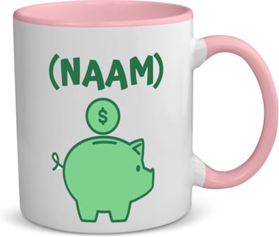 Akyol - groene piggy bank met eigen naam koffiemok - theemok - roze - Varken - iemand die van geld houdt - cadeau voor iemand die houdt van geld - verjaardagscadeau - gift - geschenk - 350 ML inhoud