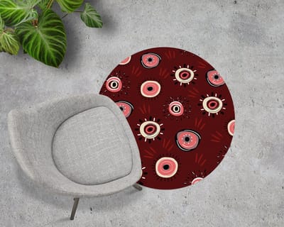 Coloray Vloerbeschermer - Bordeauxrode ogen patroon Stoel Mat - 100x100 cm - Bourgogne Bureaustoelmat - Vloerbeschermer Vinyl - Mótif Vloerbeschermer - Ronde Mat - Abstracties Thema