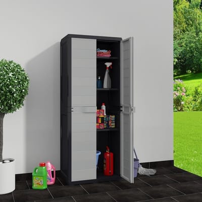 Opbergkast Tuin - Buitenkast Terras - Spullen Opbergen - TÜV-GS Certificaat - 65 x 38 x 171 cm - Zwart