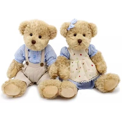 2 stuks/lot Knuffelbeer met kleding Pluche Speelgoed Poppen Zuster Beer Knuffelspeelgoed voor Kinderen Meisje Verjaardag Kerstcadeau