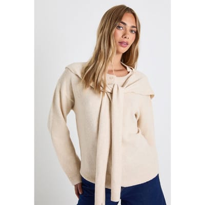 boohoo Dames Zacht gebreide cardigan met boxy fit en overlay | Cream | Maat: Small