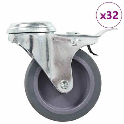 vidaXL 32 st Zwenkwielen met boutgaten 75 mm
