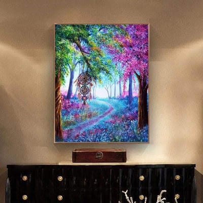 Peinture au Diamant 5D DIY Forêt Fantastique & Arbres Point de Croix Broderie Diamant Mosaïque Diamants 20X30CM blue