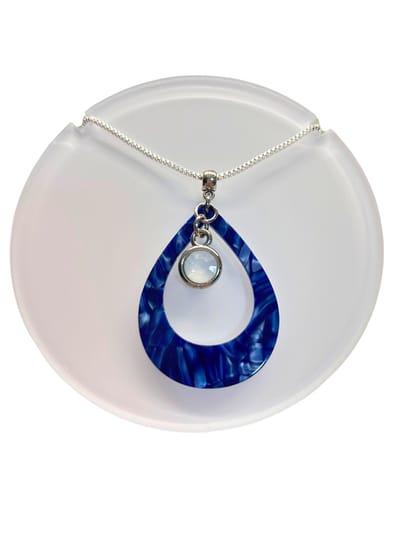 2 Love it Eleganza B - Ketting - Lengte 46 cm - Blauw - Zilverkleurig