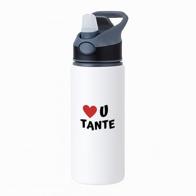 Hacebo® - love u tante waterfles met rietje zwart - Tante - de liefste tante - verjaardag - cadeautje voor tante - tante artikelen - kado - geschenk - water fles - 650ML
