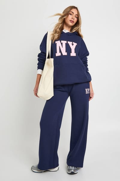 boohoo Dames NY Applique Hoodie Trainingspak | Marineblauw | Maat: XS