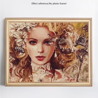 Vente de broderie diamant 5D DIY - Photos de peinture diamant ronde complète de beauté 20X30 beige