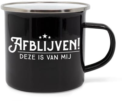 Mok - Beker van Metaal - Gevuld met Snoep - Koffie - Afblijven! Deze Is Van Mij - lint: "Speciaal voor jou" - Cadeauverpakking