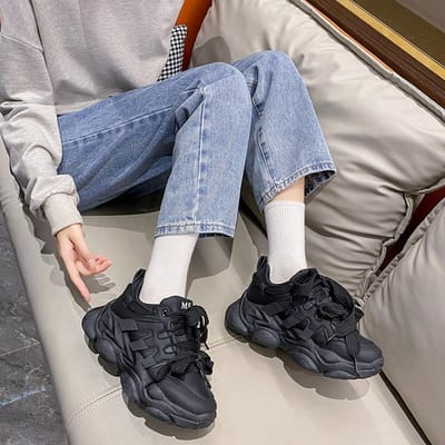 Koreaanse Versie van Daddy Shoes Dames Lente Nieuwe Student Hardlopen Sportschoenen Casual Verhoging Streetstyle 40 gray