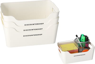 Opbergmanden 1.8L set van 3 stapelbare witte – organizer en opbergbox 20x13,8x8 cm – opbergdozen voor kasten, kinderkamer en planken