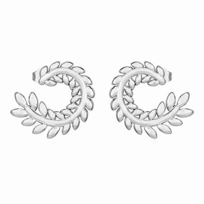 WeLoveSilver - oorstekers - chirurgisch staal - tak met bladeren - zilverkleurig