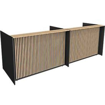 Marino grote balie - hout - sta-/zitfunctie - geheugenpaneel - akoestische panelen - kabelopening - eiken decor/antraciet
