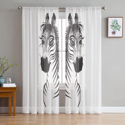 Schets Tule Gordijnen Voor Woonkamer Slaapkamer Kerst Chiffon Transparant Voile Keukengordijn 135W x 114H(cm) white