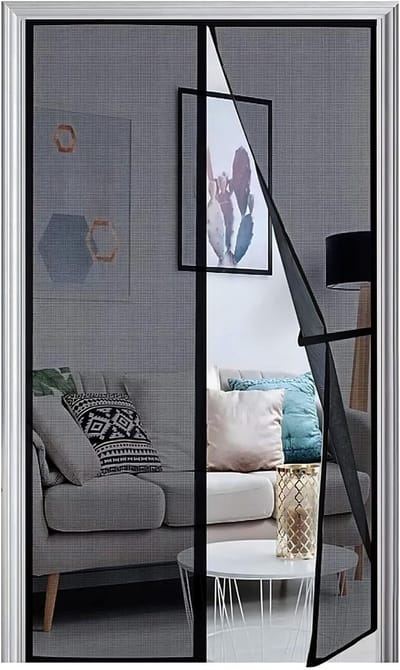Horren Deur - Vliegenwering - Buiten Leven - Zonder Boren - 90x215 cm - Zwart