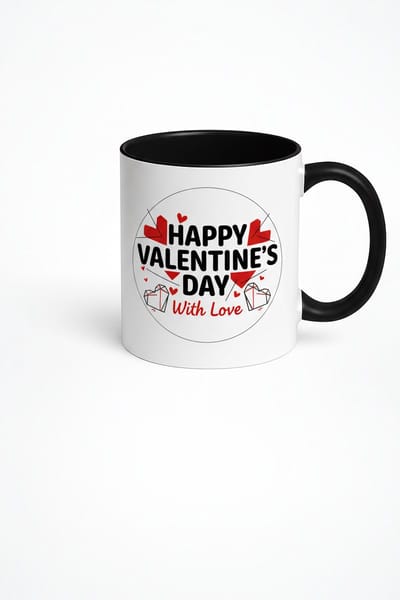 Valentijnsdag Mok 'Happy Valentine's Day' | Wit Zwart Keramische Beker | Romantisch Liefdescadeau