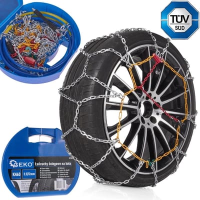 GEKO Sneeuwkettingen - KN60 - Vierkante Stalen Schakels - 12 mm Hoog - 3.5 mm Breed - Set voor 2 Wielen