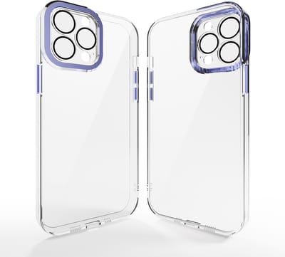 Coverzs telefoonhoesje geschikt voor Apple iPhone 12 Pro Max hoesje - camera cover - doorzichtig hoesje met opstaande rand rondom camera - optimale bescherming - donkerblauw
