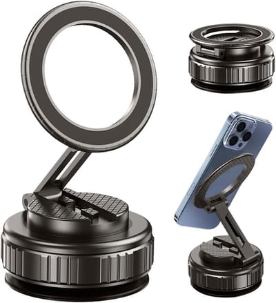 longziming -Magnetische Telefoonhouder Auto - Magnetische Telefoonhouder Auto met Vacuüm Zuignap – 360° Verstelbaar – Sterke N52 Magneten – Voor Dashboard en Voorruit