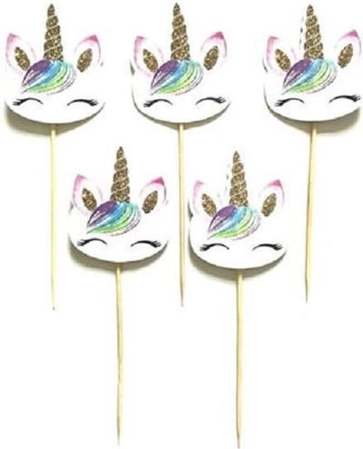 Cocktailprikkers - Taartprikkers - cupcakes - Unicorn - Gezicht met kuif - 24st