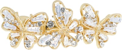 Haarsoires Haarspeld Patentspeld 7cm - Vlindervorm – Metaal – Facet & Strass Steentjes - Zilver - Haarspelden voor Dames - Haarklem - Haarclip - Haaraccessoires - Hair Clip - Decoratieve Haaraccessoire