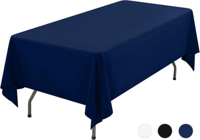 Famanu - Marineblauw linnen tafelkleed, elegant en geschikt voor buffetfeesten