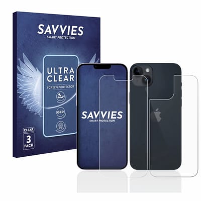 Savvies - Screenprotector voor Apple iPhone 14 (Voor+Achter) - Folie Beschermfolie transparant 6 Stuks