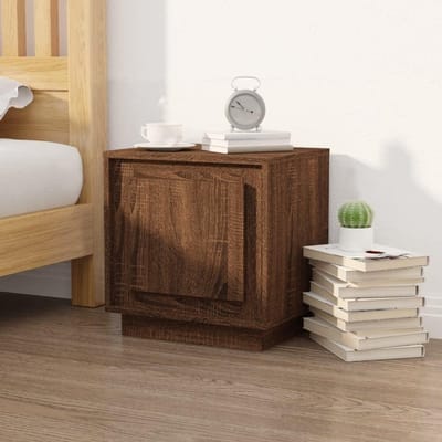 Nachtkastje Hout - Sidetable Kastje - Opbergen Slaapkamer - Met Deur Compartiment - 44x35x45 cm - Bruin Eiken