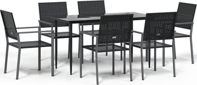 vidaXL - 7-delige - Tuinset - poly - rattan - en - staal