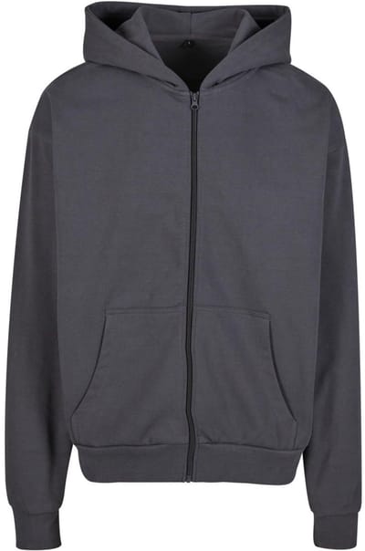 Build Your Brand - Ultra Heavy Hoodie met Rits - Darkgrey maat M