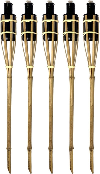 Bamboe Fakkels 90 cm - 5 Stuks Tuin Decoratie Oliefakkels voor Camping en Verlichting