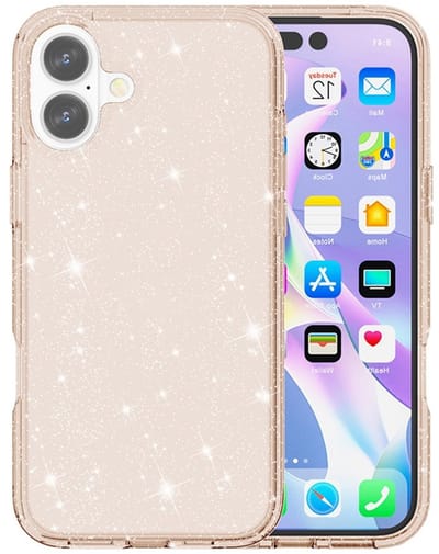 Coverup Hoesje - Geschikt voor iPhone 17 Hoesje - Coverup Glitter TPU Back Cover - Goud