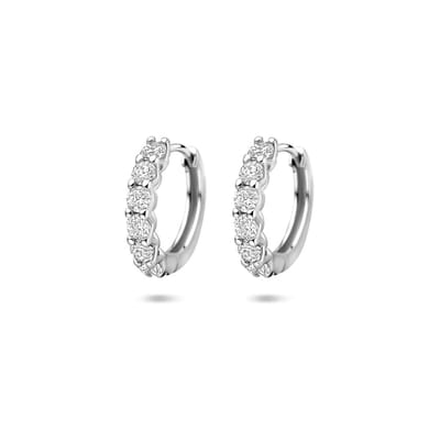 Zilveren gerhodineerde klapoorringen zirkonia 14,5 mm - 1341717